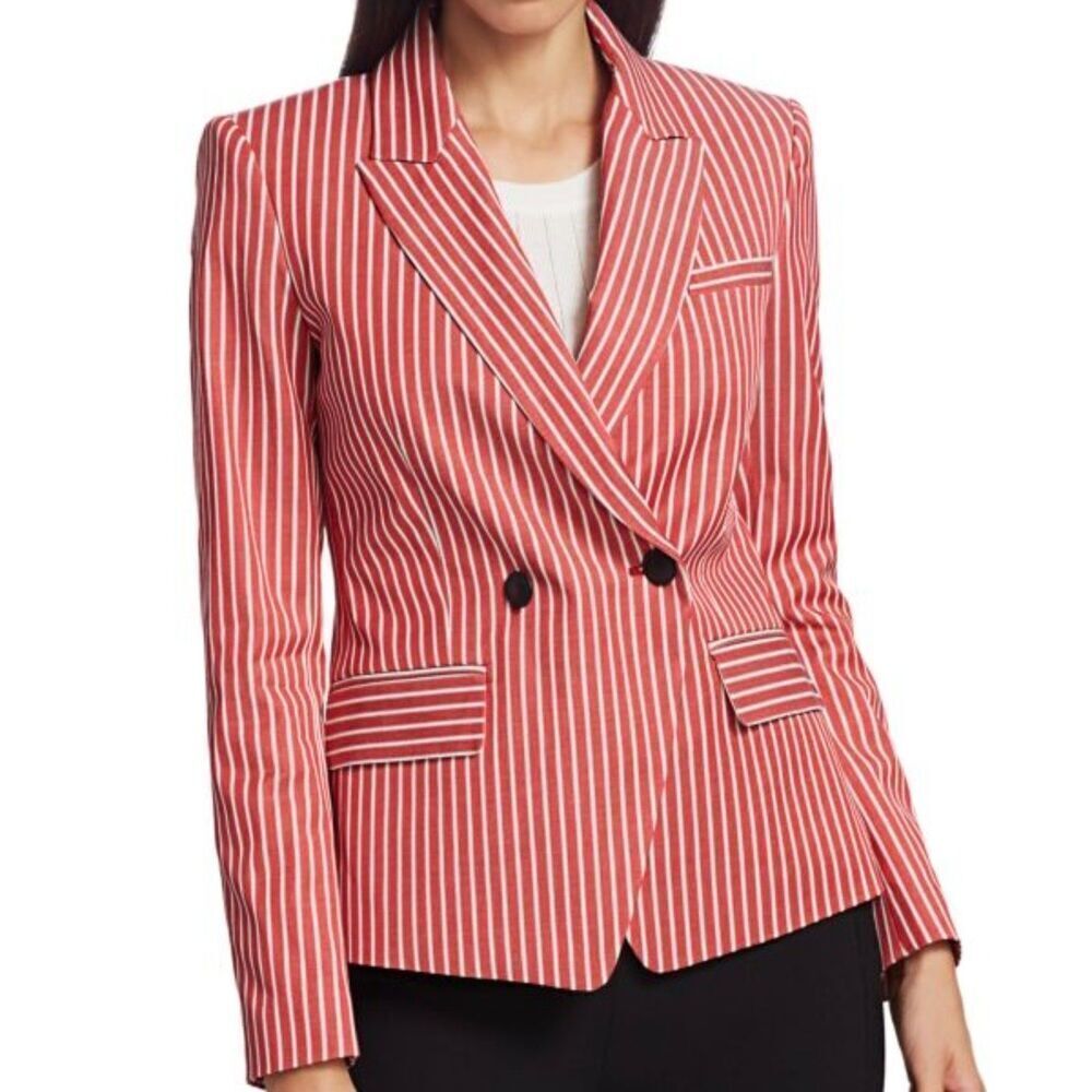 rag & bone Red and White Striped Double-Breasted Blazer Jacket